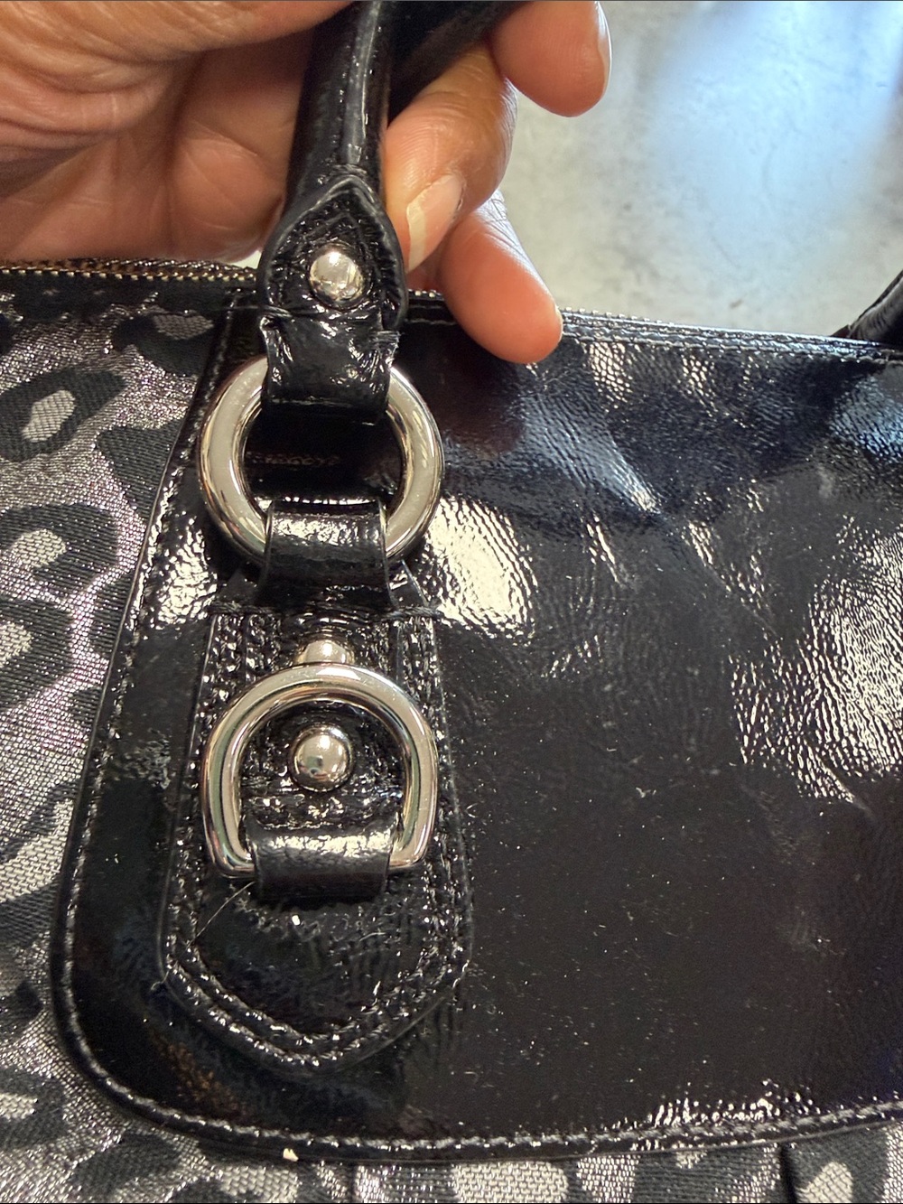 Coach Gray & Black Leopard-Print Satchel - Picture 5 of 8